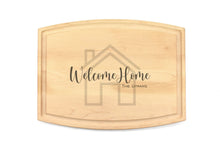 Load image into Gallery viewer, Medium Modern Arched Maple Bar Board with Juice Groove