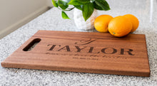 Load image into Gallery viewer, Large Mahogany Chopping Board with Cutout Handle