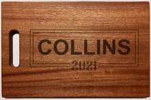 Load image into Gallery viewer, Large Mahogany Chopping Board with Cutout Handle