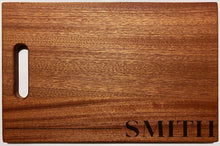 Load image into Gallery viewer, Large Mahogany Chopping Board with Cutout Handle