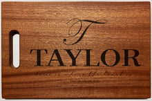 Load image into Gallery viewer, Large Mahogany Chopping Board with Cutout Handle