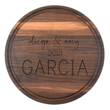 Load image into Gallery viewer, Walnut Circle Board with Juice Grooves
