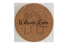 Load image into Gallery viewer, Set of 2 Custom Engraved Natural Cork Kitchen Trivets