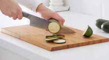Load image into Gallery viewer, Large Bamboo Cutting Board with Modern Cut Edge