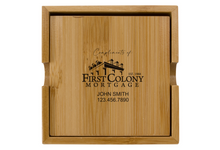Load image into Gallery viewer, First Colony Mortgage - Bamboo Coaster Box Set