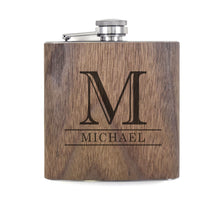 Load image into Gallery viewer, (5 Pack) 6oz Custom Engraved Walnut Flasks - Free Shipping
