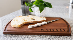 THNKS - Personalized Large Modern Mahogany Cutting Board with Juice Groove