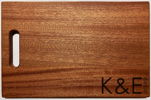Large Mahogany Chopping Board with Cutout Handle