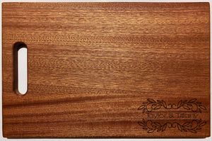 First Colony Mortgage - Large Mahogany Chopping Board with Cutout Handle