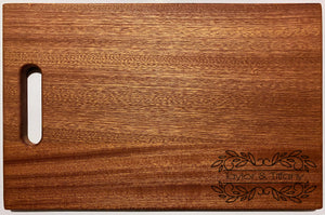 Large Mahogany Chopping Board with Cutout Handle