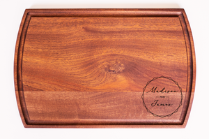 First Colony Mortgage - Large Modern Mahogany Cutting Board with Juice Groove