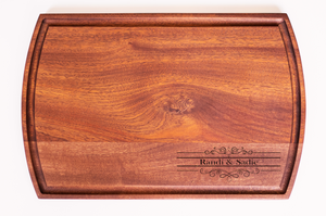 First Colony Mortgage - Large Modern Mahogany Cutting Board with Juice Groove