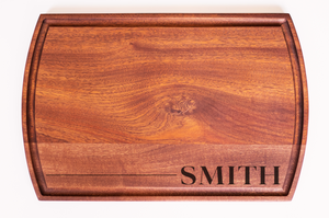 THNKS - Personalized Large Modern Mahogany Cutting Board with Juice Groove