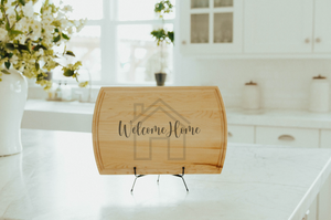 THNKS - Welcome Home Engraved Large Modern Maple Cutting Board with Juice Groove