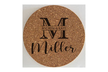Load image into Gallery viewer, Set of 2 Custom Engraved Natural Cork Kitchen Trivets