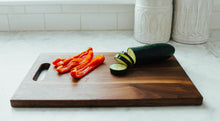 Load image into Gallery viewer, THNKS Holiday Gift - Personalized Engraved Large Walnut Chopping Board with Cutout Handle