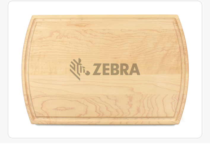 THNKS - Zebra Engraved Large Modern Maple Cutting Board with Juice Groove